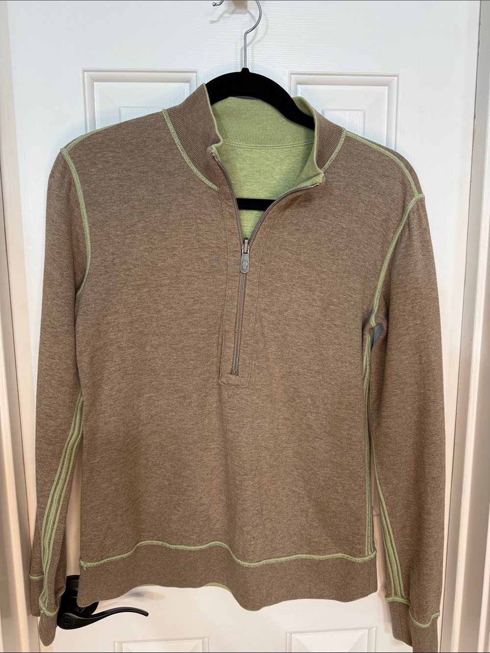 Tommy Bahama Bayview Reversible Brown Quarter-Zip Lightweight Sweater